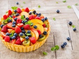 Tarte aux fruits frais sur pâte sablée qui résiste même par 30°c (testée en plein été)