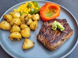 Steak, tomate provençale, maïs et poivron