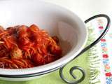 Spaghettis, sauce tomate et boulettes de viande