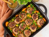 Boulettes de bœuf et lentilles corail, légumes à l’orientale