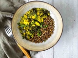 Korma de légumes de printemps et lentilles