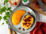 Merlu au chorizo et purée de patate douce et carottes au piment d’Espelette