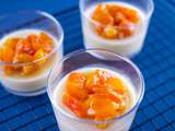 Panna cotta végétale, abricots rôtis au miel et à la fleur d’oranger