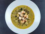 Soupe de crevettes, champignons et lentilles au curry trop trop bonne