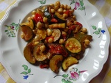 Poêlée de courgettes , pois chiches et tomates