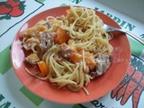 Spaghetti au potiron, jambon d'Aoste et Mascarpone