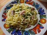 Tagliatelles aux petits pois et au jambon