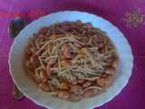 Soupe de petits spaghettis et haricots Borlotti frais