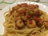 Spaghettis aux crevettes et fenouil sauvage-les recettes de Enzo