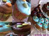 Cupcakes colorés vanille et chocolat (Pour anniversaire enfants)