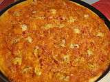 Pizza pâte liquide tomates/ bacon/chèvre/fourme d'Ambert/comté