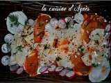 Carpaccio de saint jacques à l’huile de homard, Lomo et yuzu