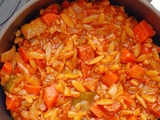 Orzotto au chorizo, courgette & carotte