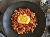 Flans de semoule en forme de citrouille et chili de dinde