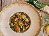 Salade fraîche concombre & corn ribs, sauce mayo citron vert