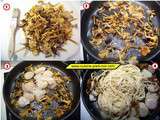 Spaghetti aux saint-Jacques et champignons des bois - la recette