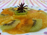 Carpaccio d'oranges, kakis et kiwis aux épices de Noël