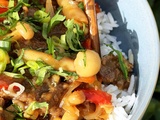 Boeuf bulgogi, poivrons & champignons, riz basmati