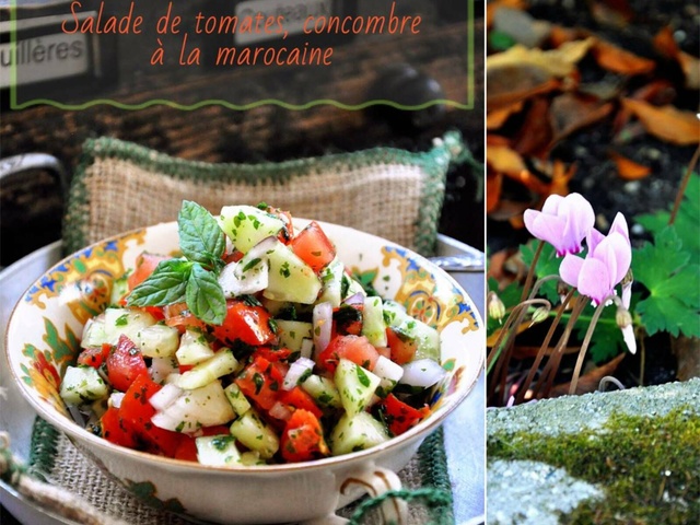 Salade marocaine : pois chiche, coriandre, menthe, pickles d
