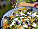 Courgettes aux épices, feta et olives noires