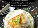 Dos de Lingue rôti, Purée de courgettes et pommes de terre, Jus réduit de romarin