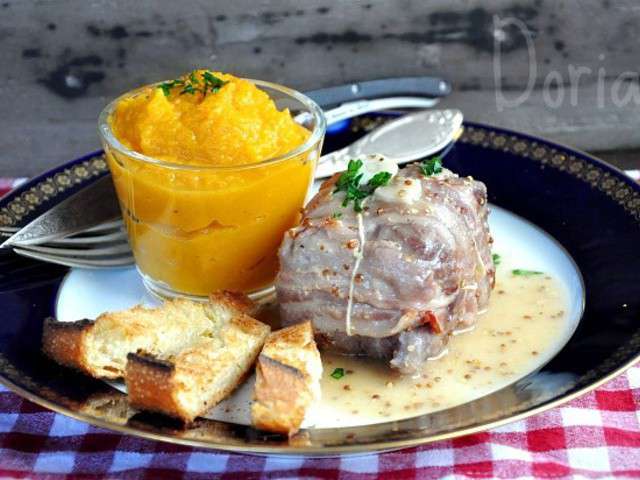 paupiettes de veau a la moutarde de meaux et puree de butternut