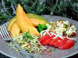 Salade au melon, sommités de chou-fleur et coeur de boeuf