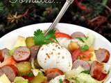 Salade avec de la saucisse aux Roquefort, mozzarella