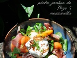 Salade de melons, pêche, jambon de pays & mozzarella