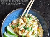 Sauté de calamars, poêlée de poivrons rouges avec shiitkés au lait de coco
