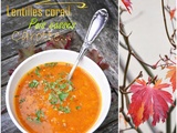 Soupe de pois cassés et lentilles corail au curry