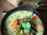 Soupe de riz rouge, carottes & haricots verts