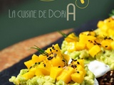 Tartines crème de chèvre, avocat & mangue
