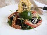 Salade de Thon Rouge en Sashimi, Vinaigrette Coquelicot et Sorbet Basilic