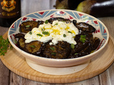 Aubergines confites au vinaigre balsamique et burrata