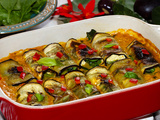 Aubergines farcies au curry et dahl de lentilles à la coco