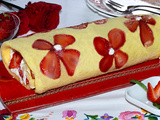 Génoise roulée aux fraises et crème au mascarpone