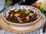 Lentilles vertes du Puy à la parmigiana et aubergines rôties