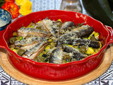 Sardines aux courgettes, olives et parmesan