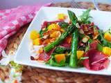 Salade printanière aux Asperges Vertes au Jambon Cru et à la Mangue