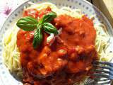 Spaghettis aux lardons à la sauce tomate à « l’anglaise »