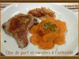 Côte de porc rôtie et carottes à l'orientale
