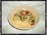 Spaghettis aux légumes grillés et merguez