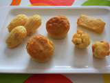 Mini-madeleines bacon camembert - Mini muffins aux 3 fromages - Mini bouchées à la truite - Mini financiers au parmesan