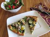Pizza au pesto santé, légumes grillés et poisson