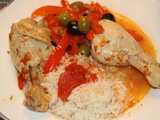 Poulet aux olives et poivrons