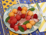 Salade jambon, melon, pastèque