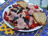 Salade repas jambon/myrtilles (bleuets)