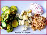 Assiette végétarienne : courgette, soja, quinoa