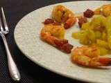 Crevettes sautées au chorizo et fenouil confit au safran